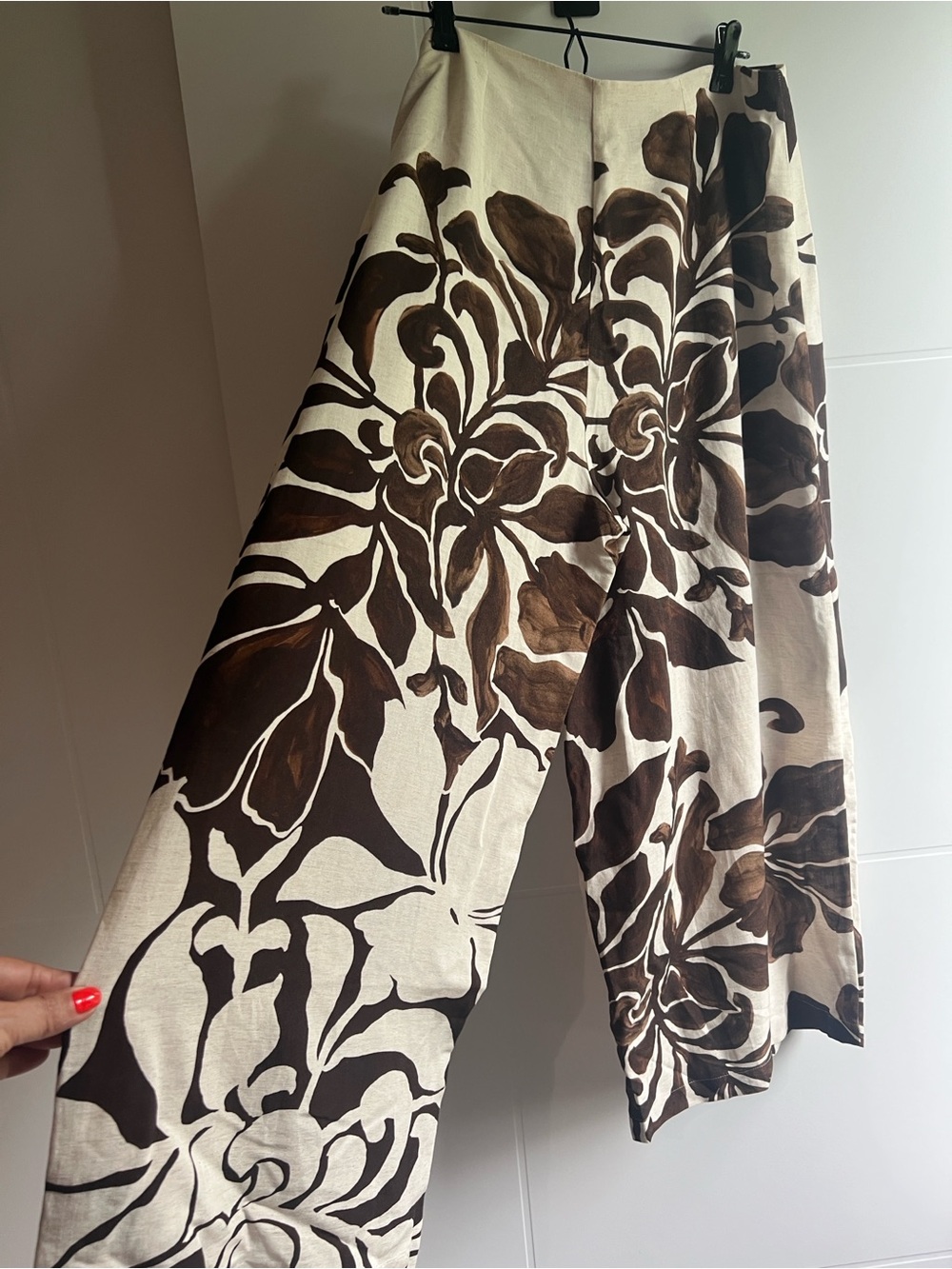 Zara Cream Wide-Leg Floral Print Pants